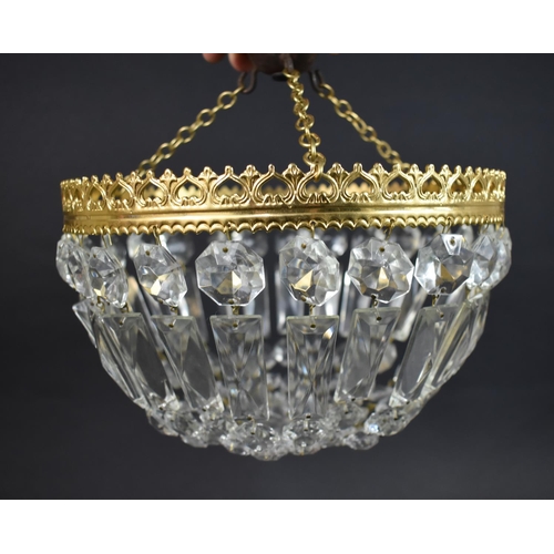 93 - A Md 20th Century Gilt Brass and Glass Circular Ceiling Light Shade, 25cms Diameter