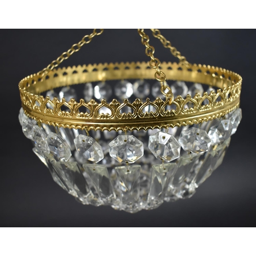 93 - A Md 20th Century Gilt Brass and Glass Circular Ceiling Light Shade, 25cms Diameter