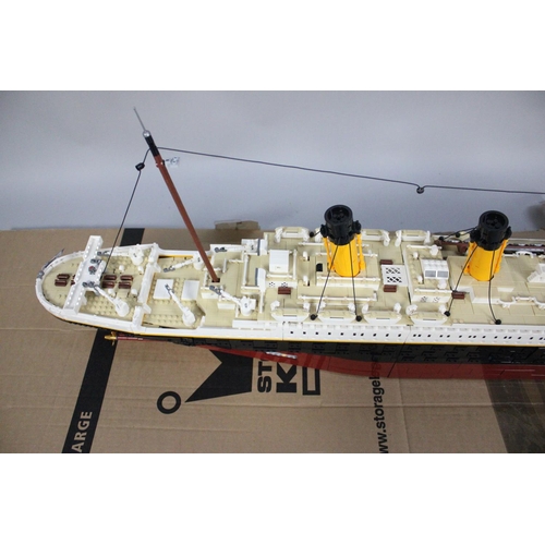 16 - A Lego Built Kit, Titanic, Number 10294 with Perspex Cover but No Base, (Unchecked For Completeness)