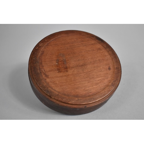 173 - A Circular Wooden box with Hand Painted Lid Depicting Continental Lady with Ruff, 11.5cms Diameter