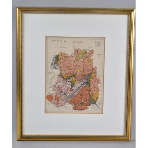 354 - A Framed Hand Coloured Map of Shropshire, 18x24cm