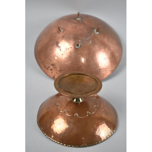 101 - A Circular hand Beaten Four Legged Copper Bowl, 28cms Diameter together with a Hand Beaten Arts and ... 