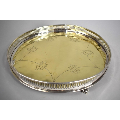 108 - An Edwardian Silver Plated Circular Tray with Pierced Gallery, 32cms Diameter