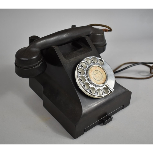 109 - A Vintage Black Bakelite Telephone with Pull Out Number Drawer