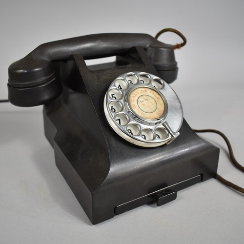 109 - A Vintage Black Bakelite Telephone with Pull Out Number Drawer