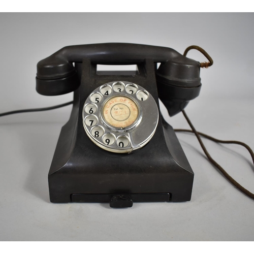 109 - A Vintage Black Bakelite Telephone with Pull Out Number Drawer