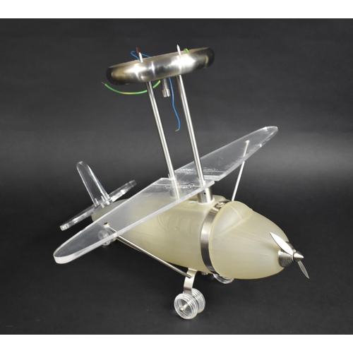 113 - A Modern Glass and Perspex Ceiling Light Fitting in the Form of an Aeroplane, 37cms High