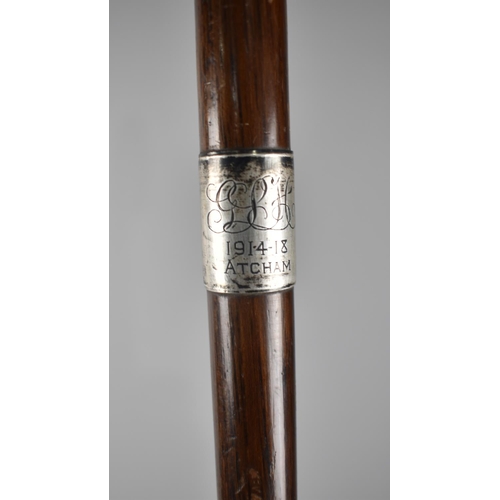 120 - A Silver Mounted Walking Cane by Jonathan Howell, Hallmarked Birmingham 1919 and Inscribed 