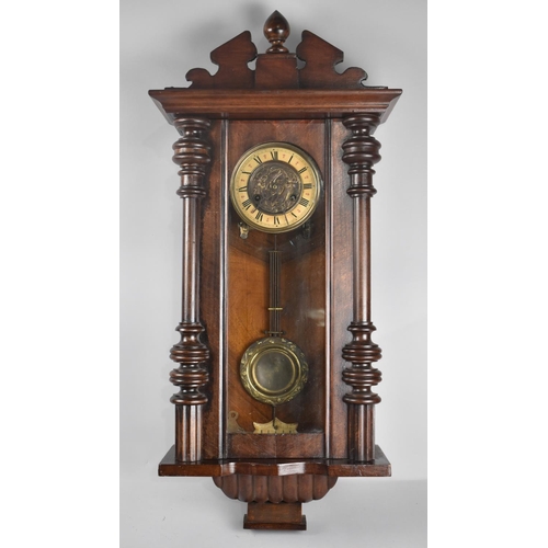 126 - A Late 19th/Early 20th Century Vienna Style Wall Clock with Half Pilaster Decoration, Working Order