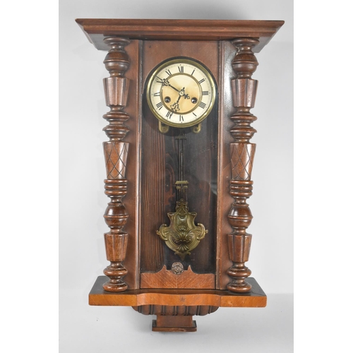 147 - An Edwardian Vienna Style Wall Clock with Eight Day Movement and Art Nouveau Influenced Pendulum