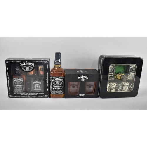 155 - A Collection of Jack Daniels Whisky, Glasses, Poker Set