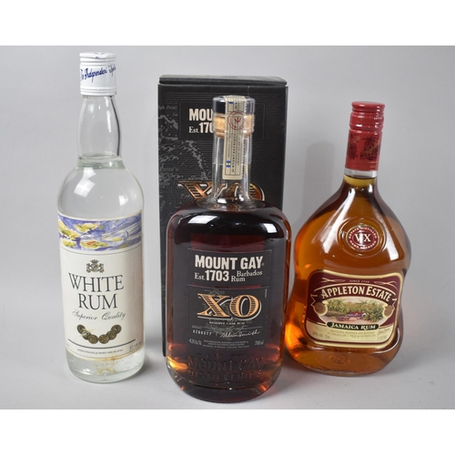 156 - Three Bottles Rum, Mount Gay, White Rum and Appleton Estate