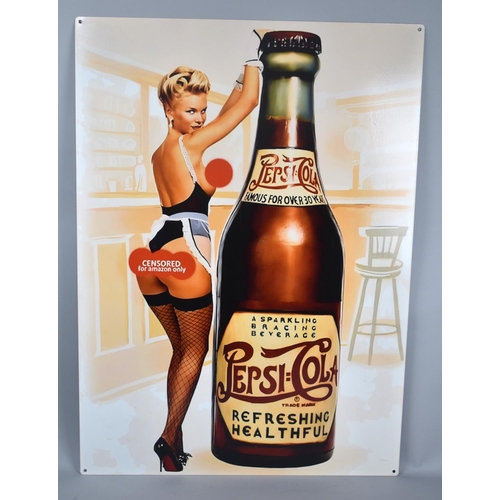 163 - A Reproduction Printed Sign on Tin for Pepsi Cola, 50cms by 70cms