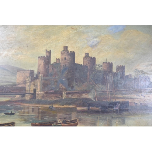 168 - A Large Late 19th Century Oil on Canvas Depicting Conwy Castle, 75x50cms