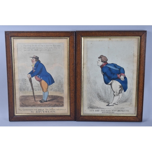 173 - A Pair of Oak Framed 19th Century Caricatures, Are You the Man Wot Drives The Sovereign? By A. Sharp... 