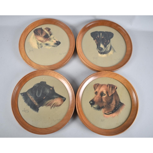 178 - A Set of Four Circular Amy Scott Prints Depicting Dogs, 22cms Diameter