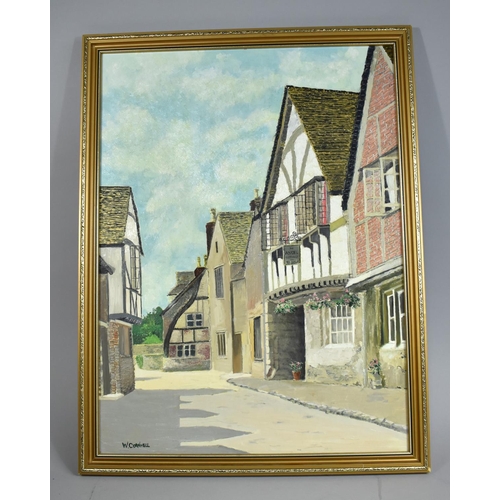 183 - A Gilt Framed Oil on Board Depicting The Angel Guest House, 44cms by 59cms