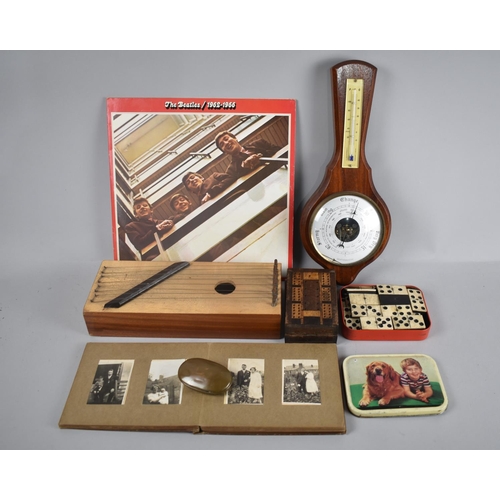 192 - A Collection of Various Sundries to include Barometer, Musical Instruments, Cribbage Board, Brass To... 