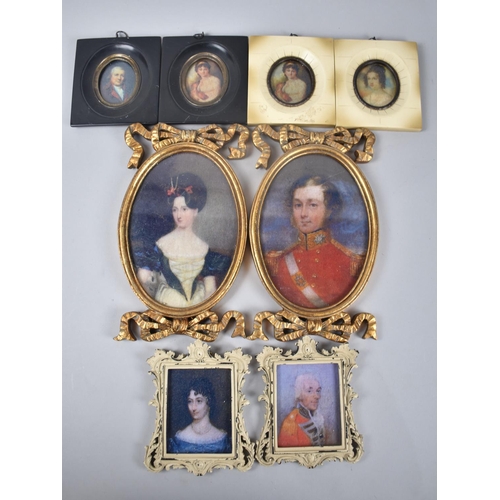 196 - A Collection of Four Pairs of Reproduction Miniature Portraits