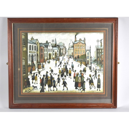 210 - A Framed Lowry Print, A Village Square 1943, 60x45cms