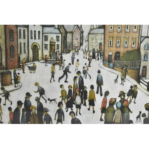 210 - A Framed Lowry Print, A Village Square 1943, 60x45cms