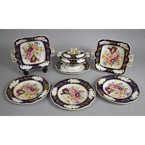 286 - A 19th Century Newhall Part Service to comprise Three Plates, Two Dishes with Pierced Handles and a ... 