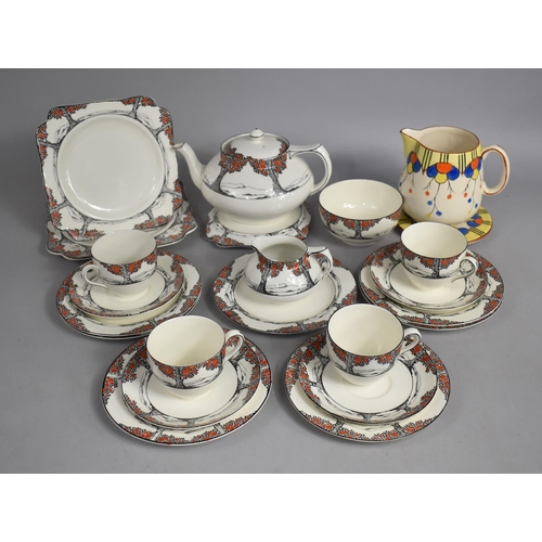 301 - An Art Deco Crown Ducal Orange Tree Pattern Tea Set to comprise Four Cups and Saucers, Seven Side Pl... 