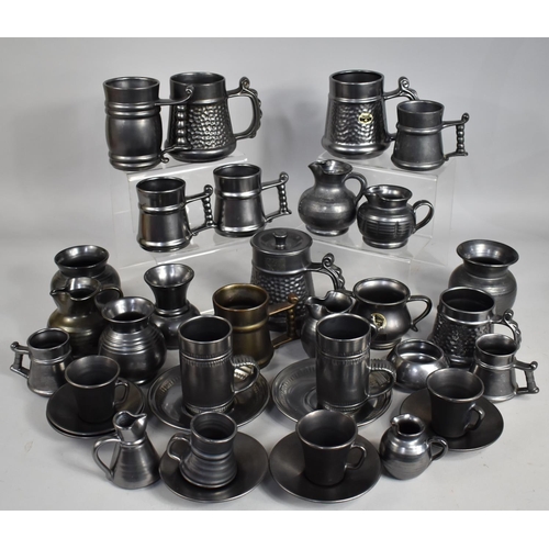 312 - A Large Collection of Various Prinknash Black Glazed Pottery Items to comprise Tankards, Vases Etc