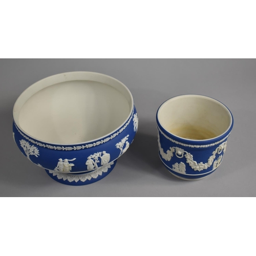 315 - A Wedgwood Jasperware Pedestal Bowl, 13cms High and 20cms Diameter together with a Wedgwood Jasperwa... 