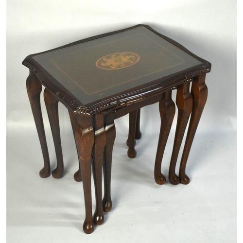 34 - A Modern Nest of Three Inlaid Mahogany Tables