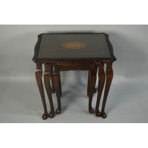 34 - A Modern Nest of Three Inlaid Mahogany Tables