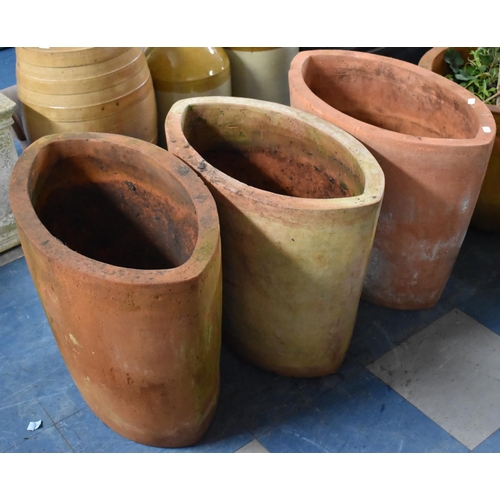 429 - Three Terracotta Planters of Compressed Oval Form, 61x48.5cms High