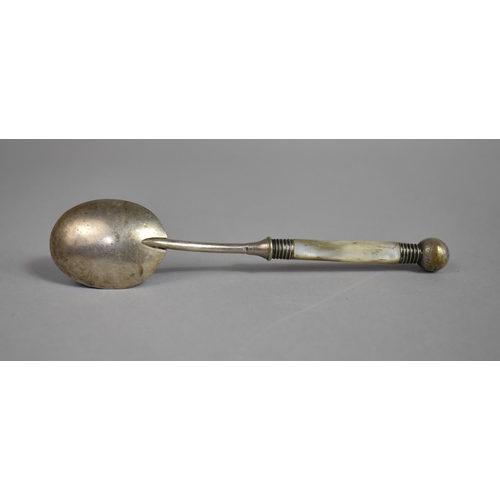 44 - A 19th/20th Century Silver Plated Teaspoon with Mother of Pearl Handle, 16cms Long