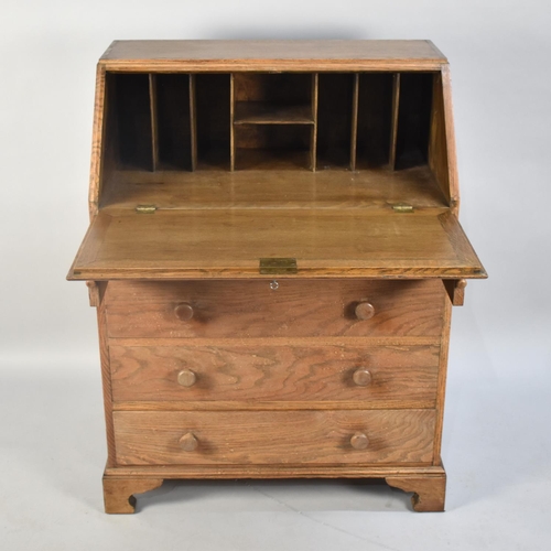 478 - A Mid/Late 20th Century Oak Fall Front Bureau, 75cm wide