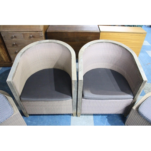 482 - A Pair of Modern Woven Conservatory Tub Chairs and Matching Stools