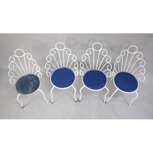 486 - A Set of Four Children's Garden or Patio Chairs with Circular Pad Seats