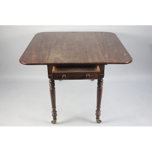 490 - A Late 19th Century Mahogany Drop Leaf Pembroke Table with Single Drawer, 101cms Wide