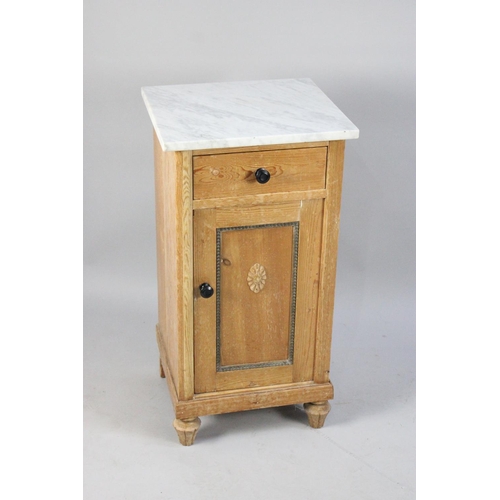 494 - A French Marble Topped Bedside Cabinet with Top Drawer, 42cms Wide