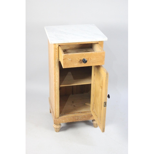 494 - A French Marble Topped Bedside Cabinet with Top Drawer, 42cms Wide