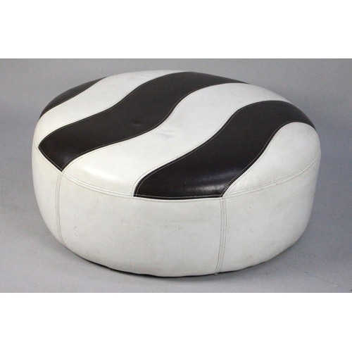 499 - A Circular Leather Effect Pouffe, 88cms Diameter