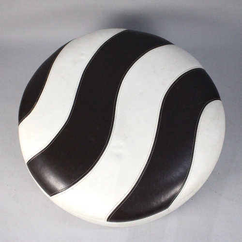 499 - A Circular Leather Effect Pouffe, 88cms Diameter