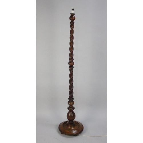 501 - A Late 19th/Early 20th Century Mahogany  Barley Twist Standard Lamp Frame