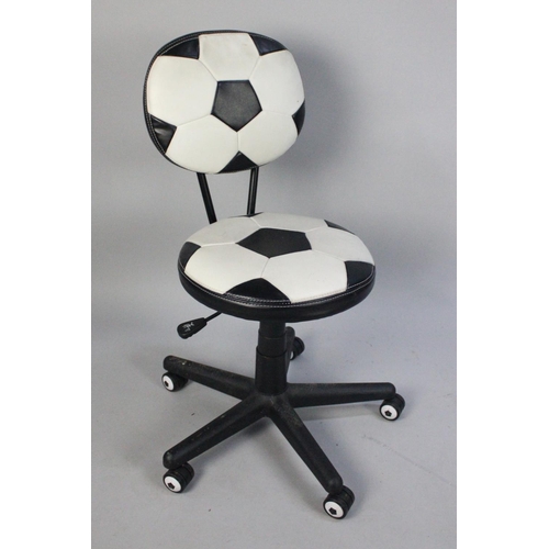 506 - A Modern Circular Seated Typists Chair, Upholstery in the Form of a Football