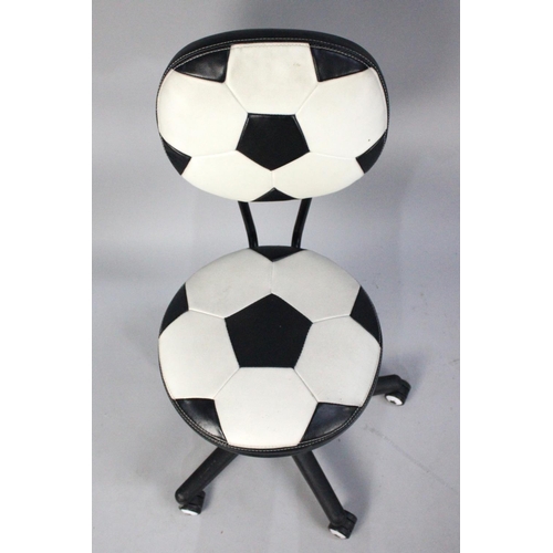 506 - A Modern Circular Seated Typists Chair, Upholstery in the Form of a Football