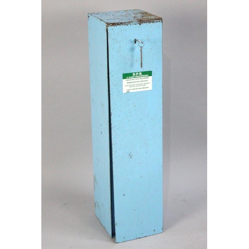 512 - A Blue painted Metal Shotgun Safe, with Key