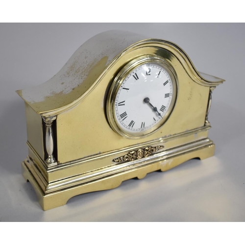 55 - An Edwardian Silver Plated Mantel Clock with White Enamelled Dial, With Key but Movement in Need of ... 