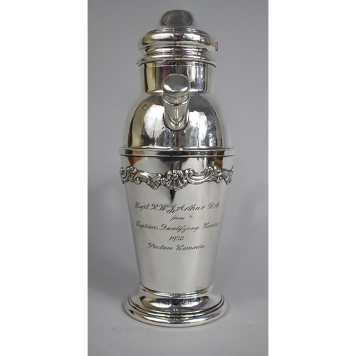 58 - A Nice Quality Sheffield Plated Cocktail Shaker Jug Inscribed 