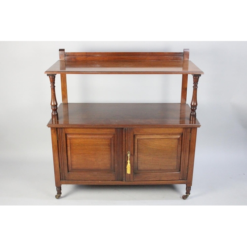 62 - An Edwardian Mahogany Galleried Buffet with Panelled Doors to Cupboard Base, 107cms Wide