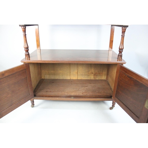 62 - An Edwardian Mahogany Galleried Buffet with Panelled Doors to Cupboard Base, 107cms Wide