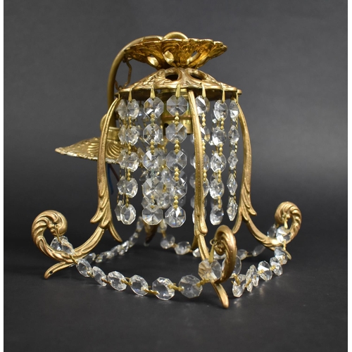 63 - A Gilt Brass and Crystal Ceiling Light Fitting, 18cms High